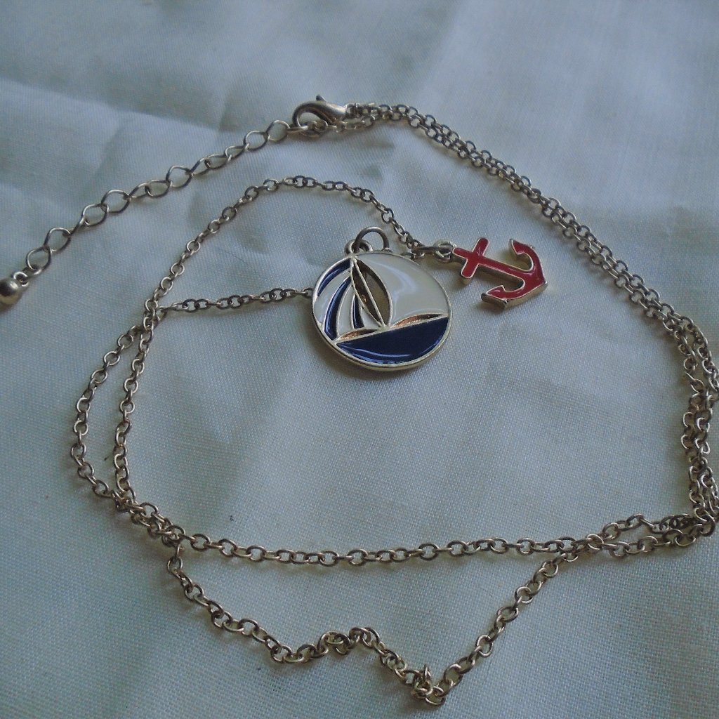 Sail Boat And Anchor Necklace